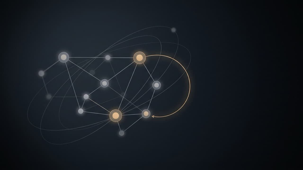 Abstract diagram of a self-reinforcing growth system with looping feedback paths